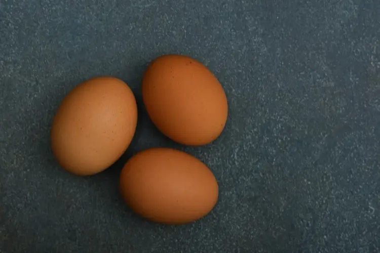 3 dark brown eggs