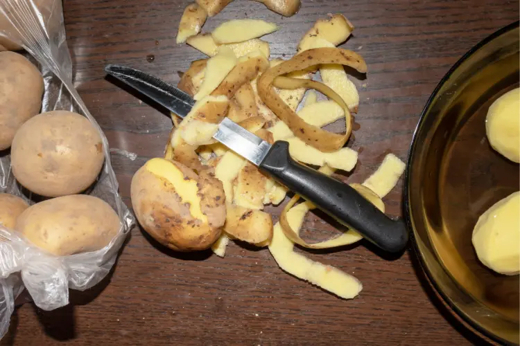 potato peels in the table