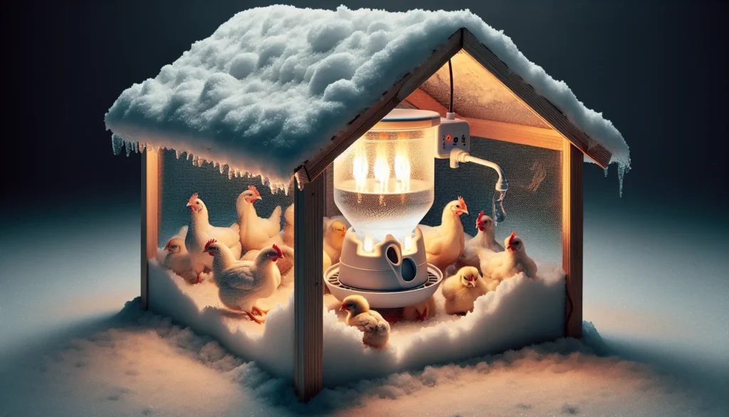 chicken coop in the winter