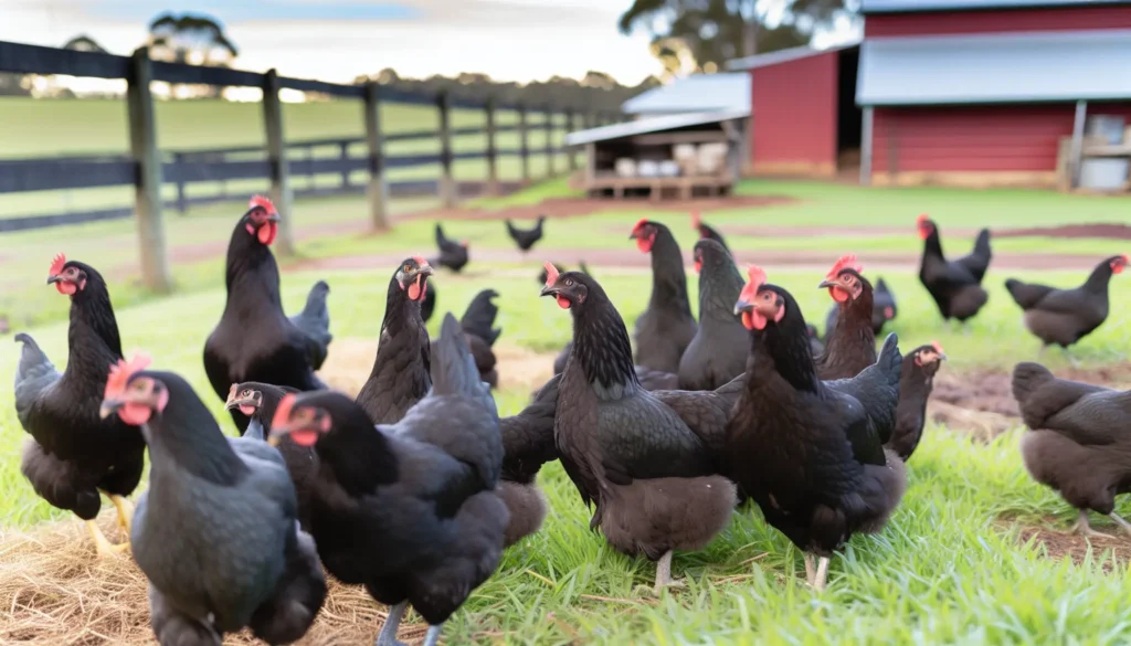Australorp chickens at a local breeder's farm
