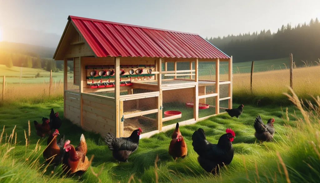Spacious chicken coop for Australorp chickens